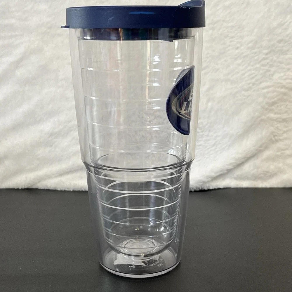 BUD LIGHT Tervis Tumbler 24oz Beer Clear with Navy Blue Lid Hot Cold Drink Cup